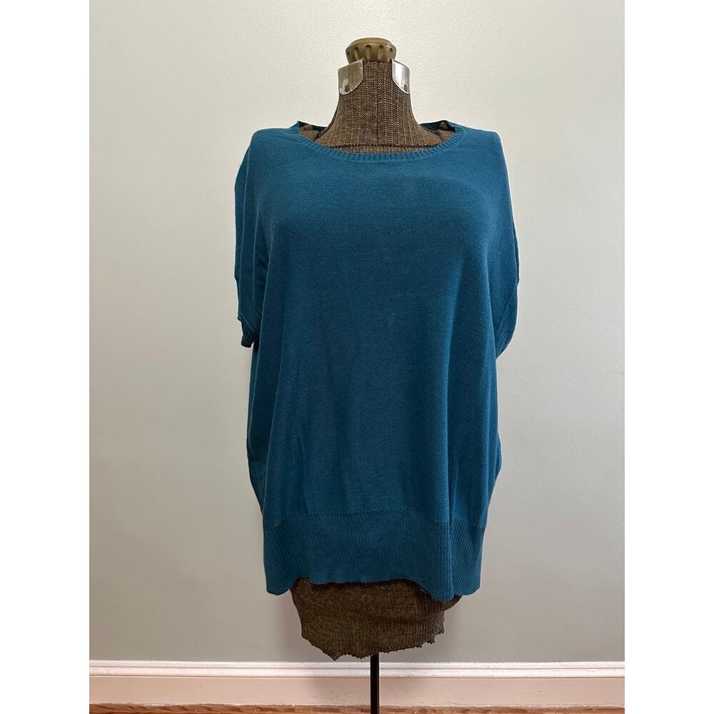 Eileen Fisher teal short sleeve sweater size XL NWT